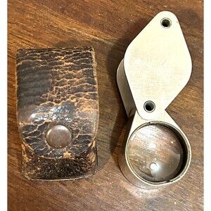 Vintage Carl Zeiss Jenna Single  Magnifying Glass With Case 6X Loupe Metal RARE